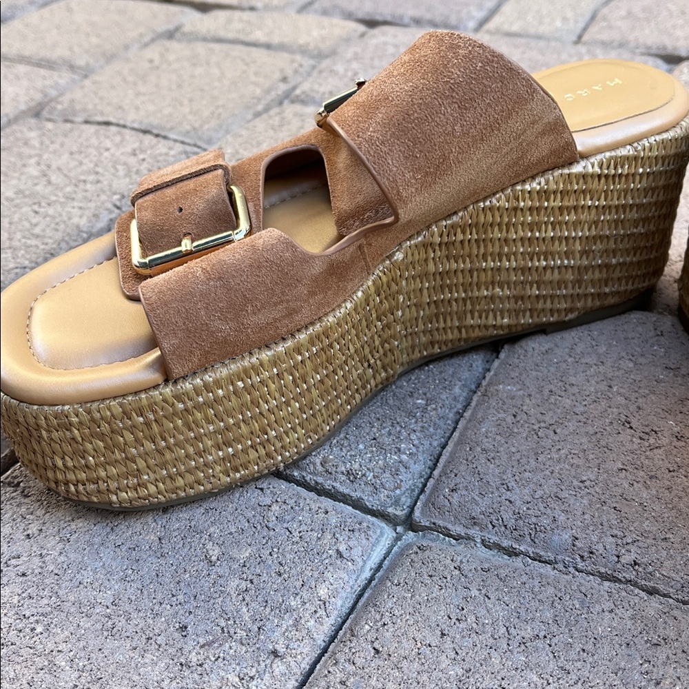 Marc Fisher Tan Platform Sandals with Adjustable Straps - Picture 14 of 16